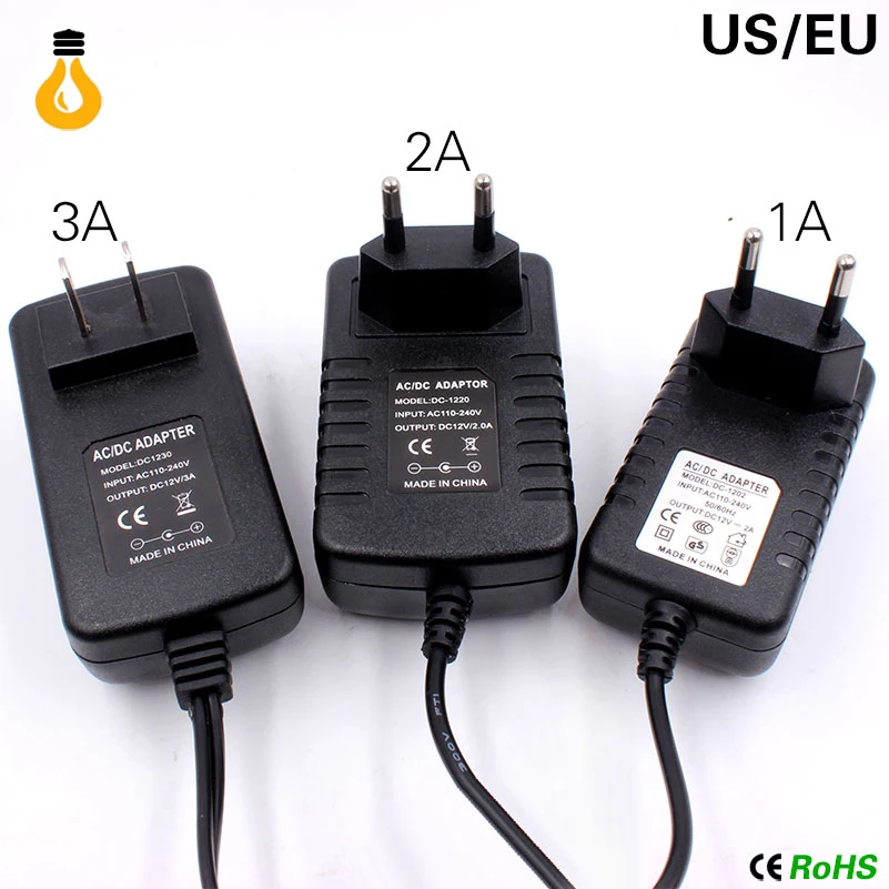 12V зарядное устройство 2A 24W Трансформаторы освещения 100 V-265 V AC to DC12V переключатель питания адаптер конвертер для RGB светодиодные ленты Драйвер