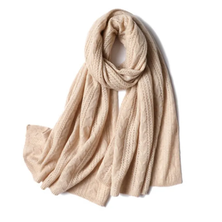 

new fashion 100%cashmere twisted knit women solid hollow out scarfs shawl pashmina 70x180cm