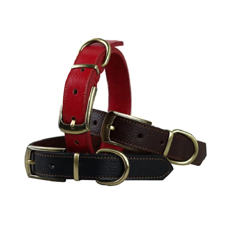2017 Регулируемый ошейник из натуральной кожи для домашних животных с пряжкой