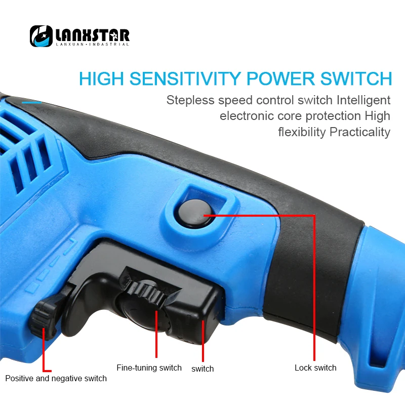 Многофункциональная Ударная дрель 3000 об/мин регулируемая переменная скорость