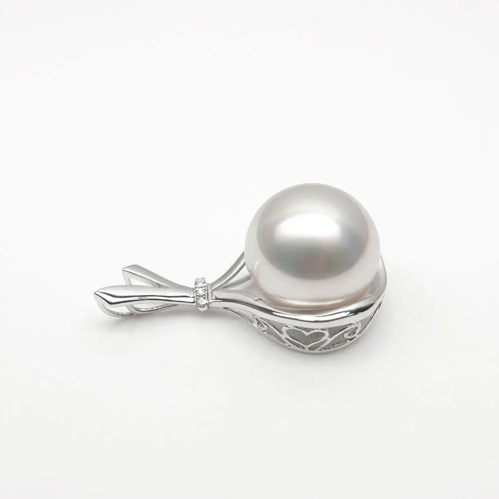 AAA 13-14mm White Real South Sea Cultured Pearl Diamond Pendant 18k Gold | Украшения и аксессуары