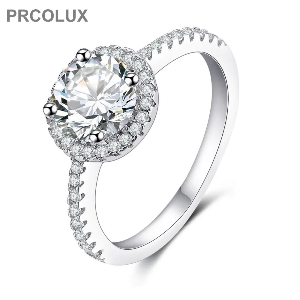 PRCOLUX мода Девушка круглой огранки кольцо посеребренные белый обещание