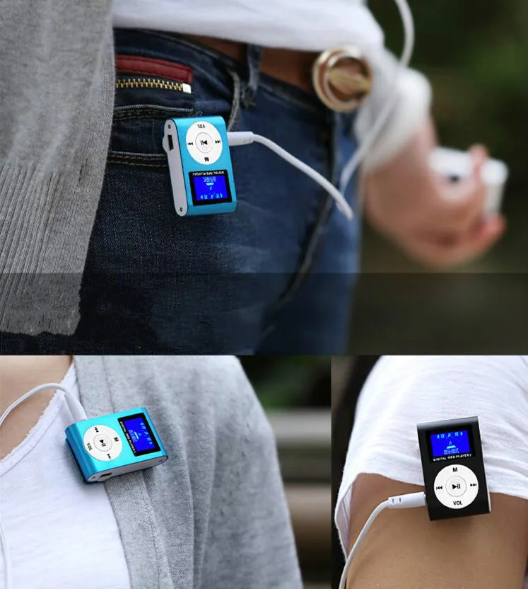 Мини MP3 плеер с зажимом и слотом для карты Micro TF/SD спортивный музыкальный + USB