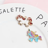 10pcs 3035mm rainbow unicorn enamel charms fit jewelry making accessories metal horse pendants lady diy keyring charms fx010