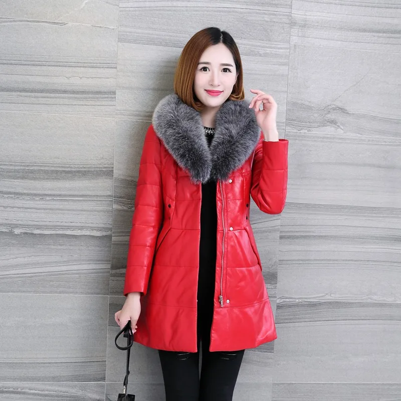 Женская замшевая куртка из натуральной овечьей кожи с воротником лисьего меха|coat