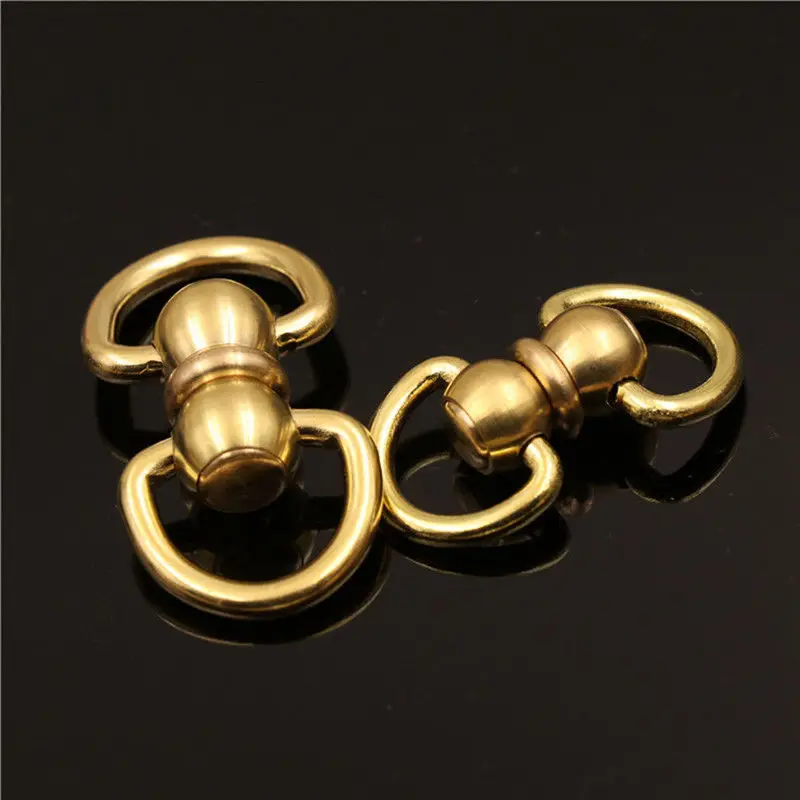 1piece Solid Brass Swivel Eye Rotating Connector Double End D ring for Keychain Key Ring Wallet Fob Clip connecting images - 6
