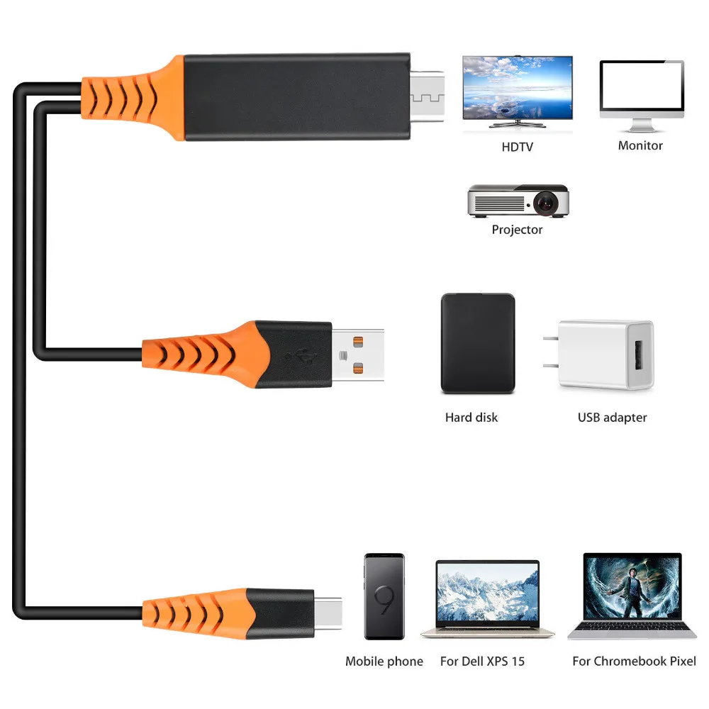 Кабель адаптер с разъемами типа C и HDMI HDTV AV для Samsung Galaxy S9 S8 Note 9 8|Переходники