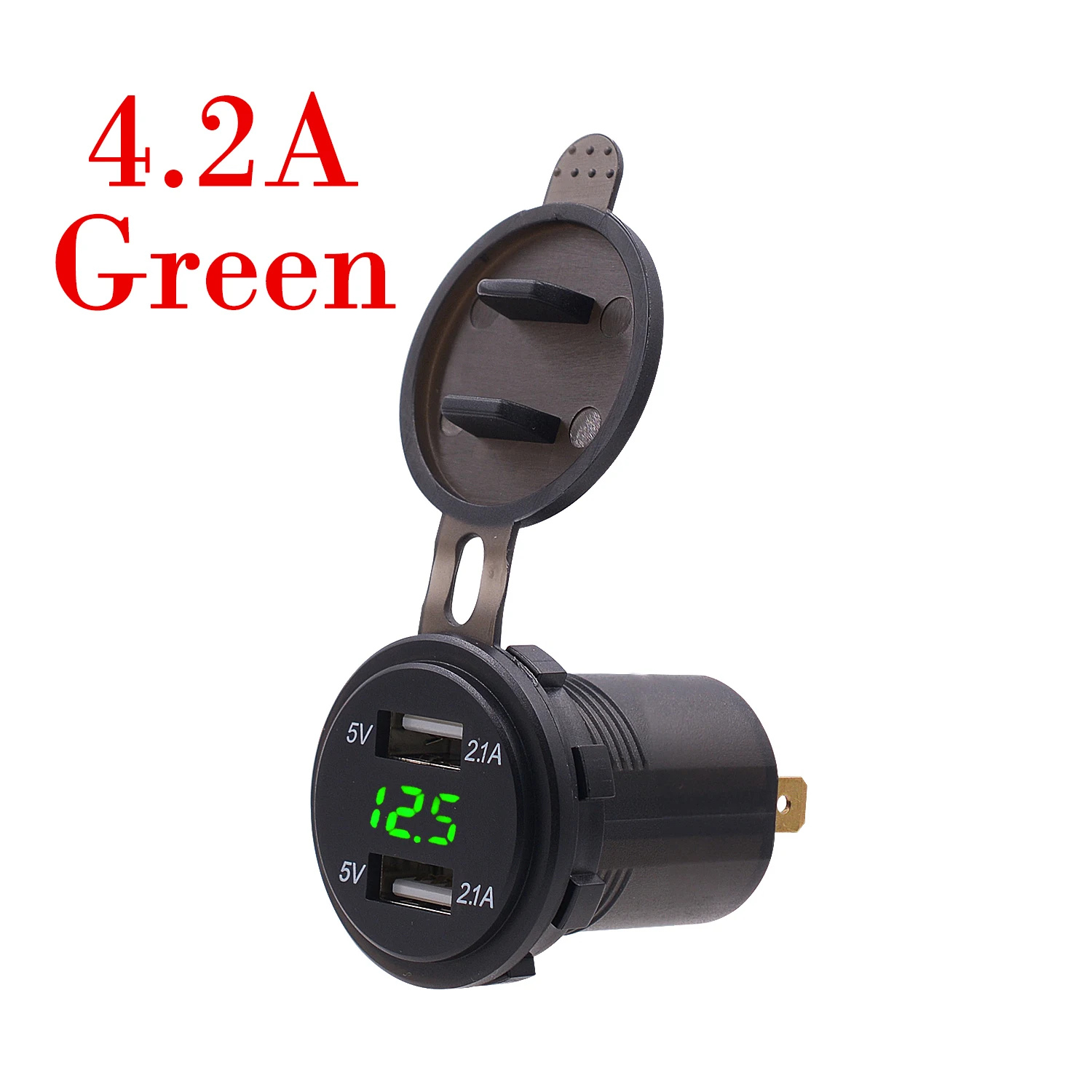 4.2A Green Новое поступление USB Автомобильное зарядное устройство 5V 4.2A/3.1A сигаретный светильник er разветвитель гнезда 12 V-24 V 2 порта с led светильник адаптер питания - Название цвета: 4.2A Green