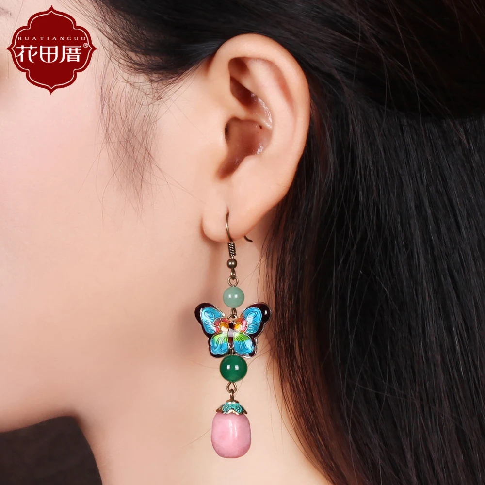 Ручная работа Оригинальная китайская перегородчатая эмаль длинные