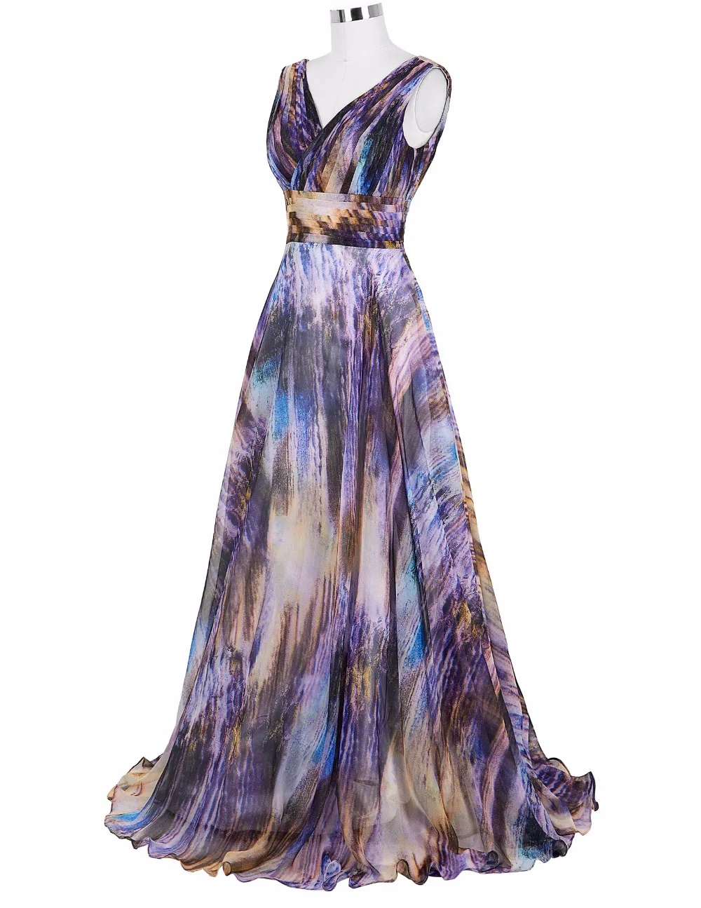 Реальные Изображения Платье Выпускного Вечера Длинные 2017 Sexy V Шеи Шифон Line