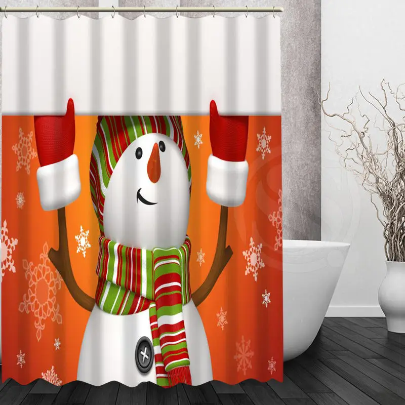 

Custom Marry Christmas Shower Curtain Polyester Fabric Printing Bathroom Curtain Waterproof With Hook Bath Curtain Gift