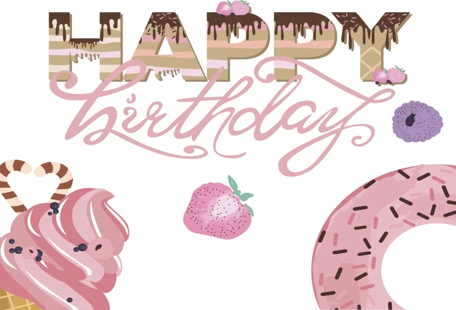 Yeele Happy Birthday Sweet Ice Cream Donut Strawberry Scene Baby Photography Backgrounds Photographic Backdrops For Photo Studio |