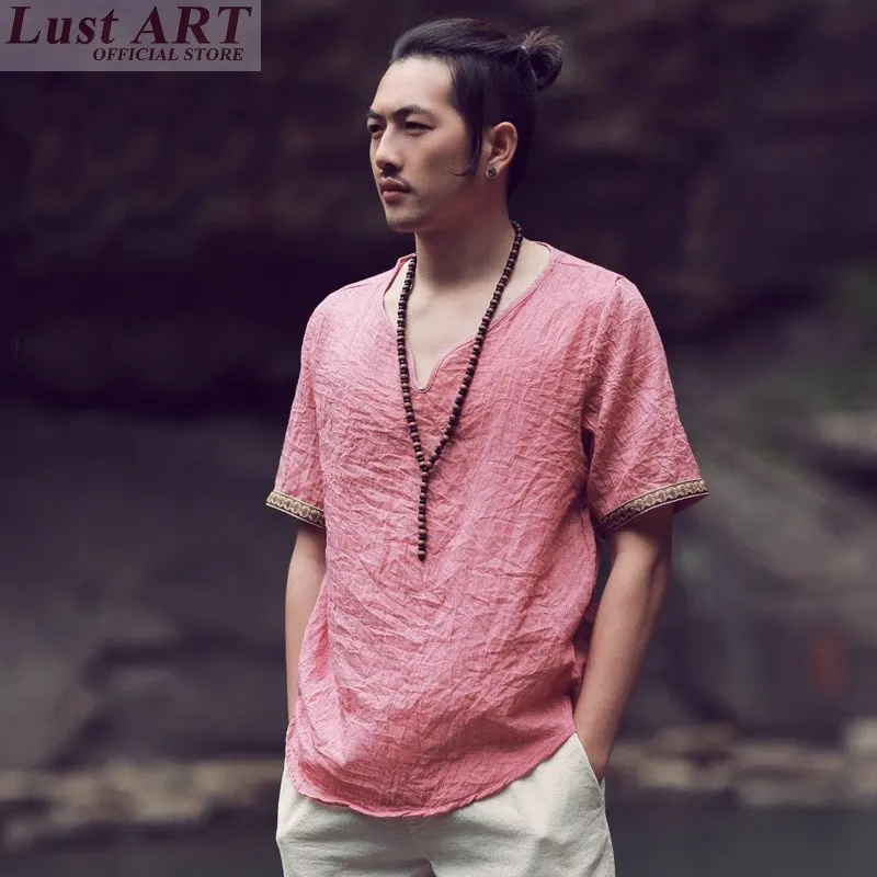 Рубашка Мужская льняная традиционный китайский магазин одежды AA068|chinese clothing for