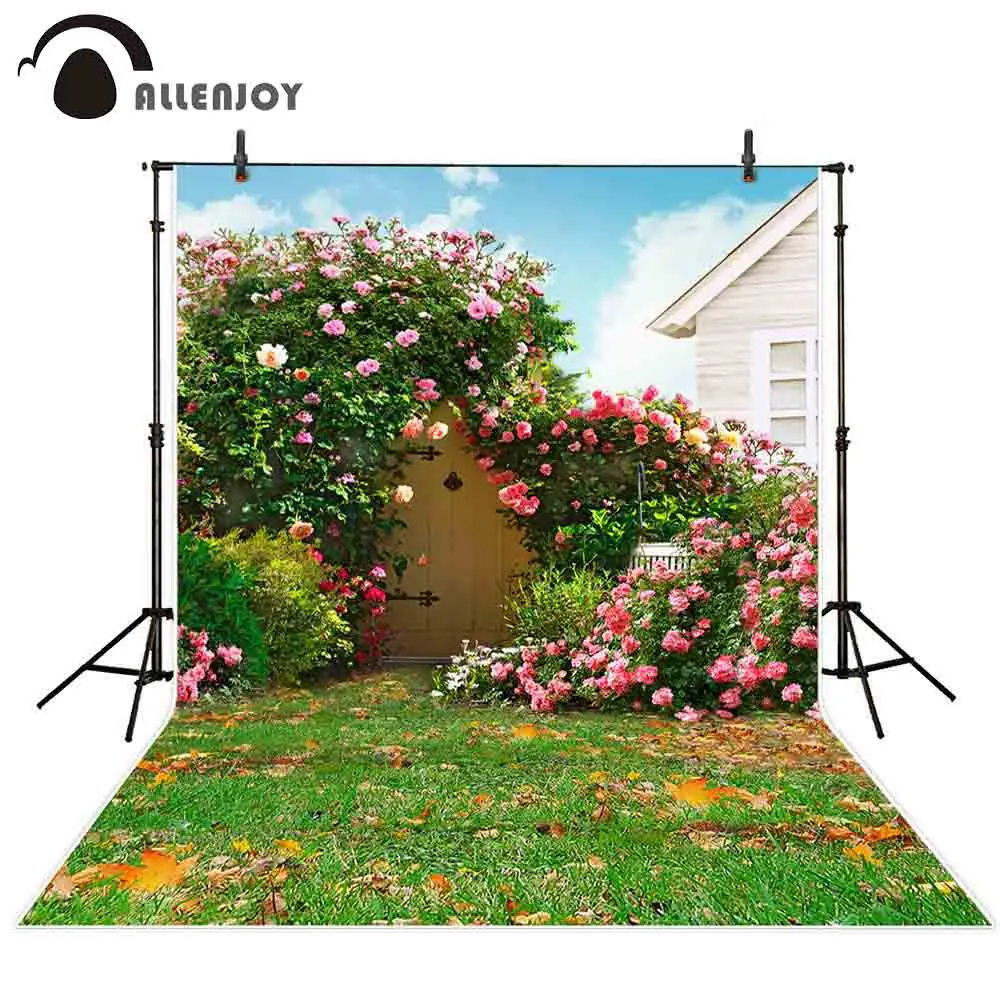 

Фон для фотосъемки Allenjoy, весенний двор, луг, цветок, дверь, сад, солнечная фотозона, фотостудия