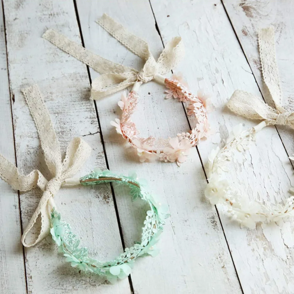 Women New Sweet Retro Hair Band girl Headband Lace Crochet Flower Imitation pearls Hairband Ribbon Accessories | Детская одежда и