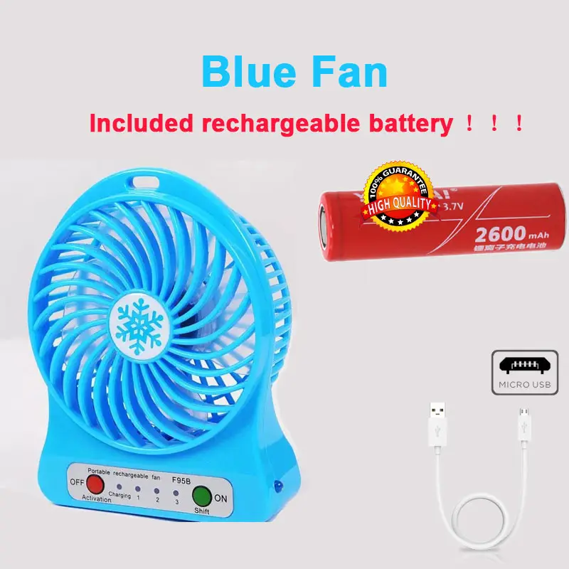 F26-Blue - Battery Новинка Портативный USB вентилятор 18650 аккумулятор с фонариком тихий перезаряжаемый Настольный вентилятор для наружного вентилятора usb мульти гаджет крутой - Цвет: F26-Blue - Battery