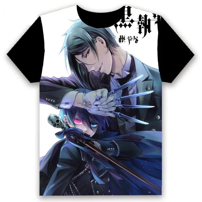 Модная мужская футболка Аниме Kuroshitsuji Black Butler Ciel Phantomhive Косплей Повседневная с
