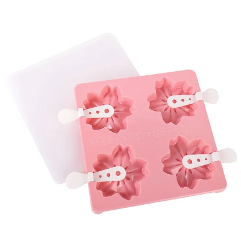 Pink Sakura Льда формы для крема 4 отверстия морозильник кошка коготь клубника Сакура ребенок несколько форм эскимо с палочками Diy Мороженое Ванна инструмент - Цвет: Pink Sakura