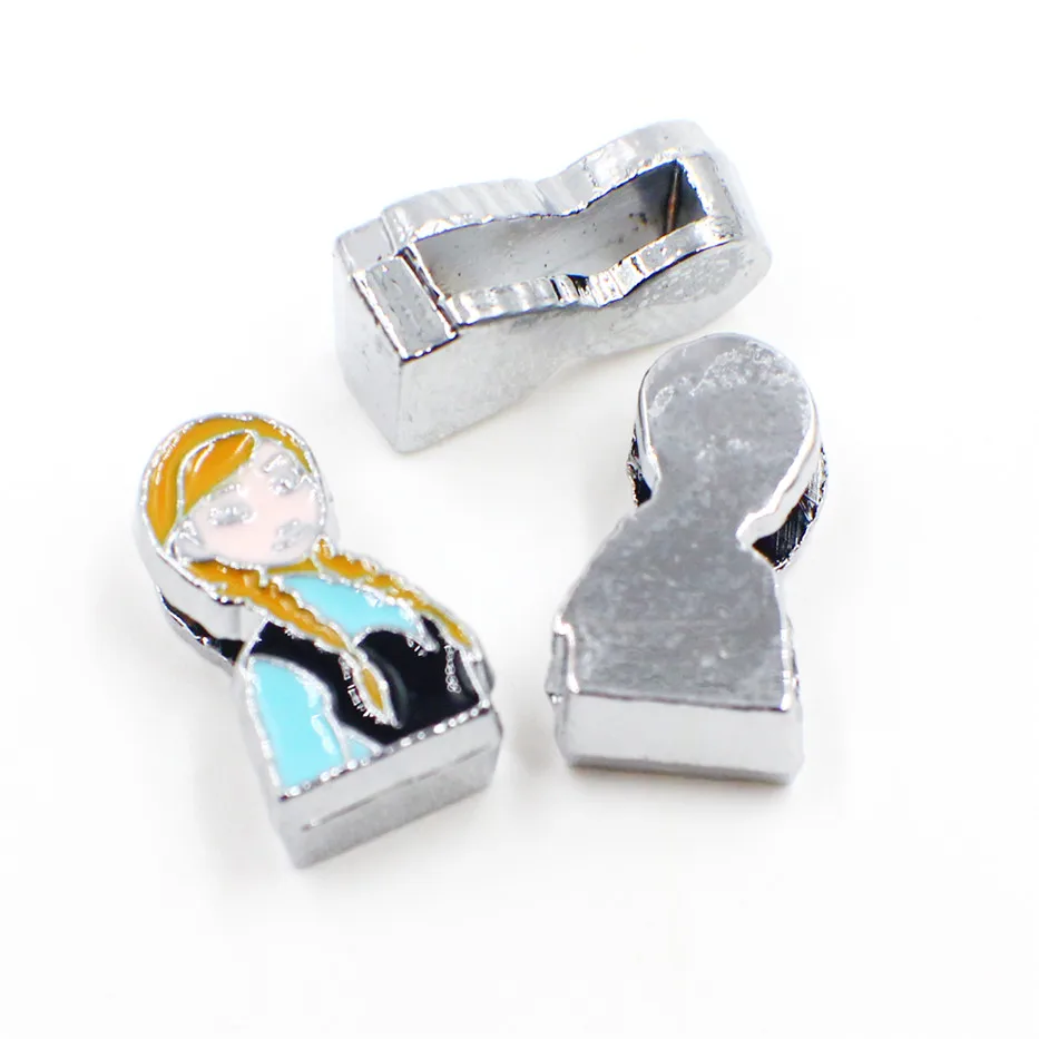 Wholesale 50pcs cartoon princess Anna Internal Dia.8mm slide Charms Fit 8mm Pet Collars wristbands SL238-15 | Украшения и