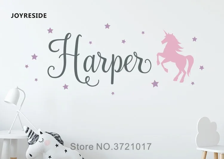 

Unicorn Wall Decal Customed Names Home Bedroom Kids Rooms Decoration Stars Unicorn Cute Design Personalized Name Girls M051