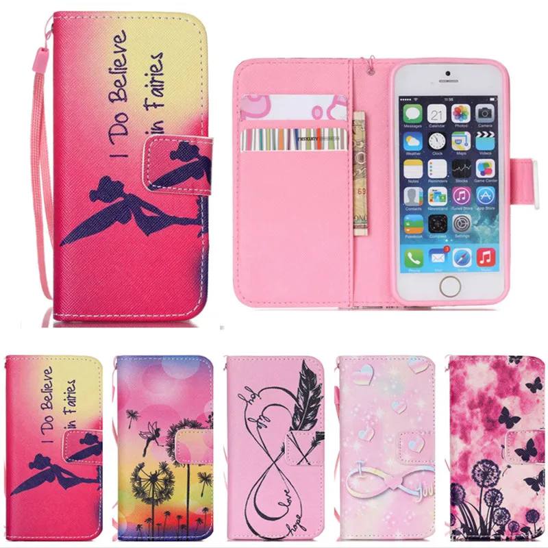Кожаный чехол кошелек с откидной крышкой для iphone 4S 5 5C 5S SE 6 6S Plus Samsung Galaxy S3 S4 S5 mini S6