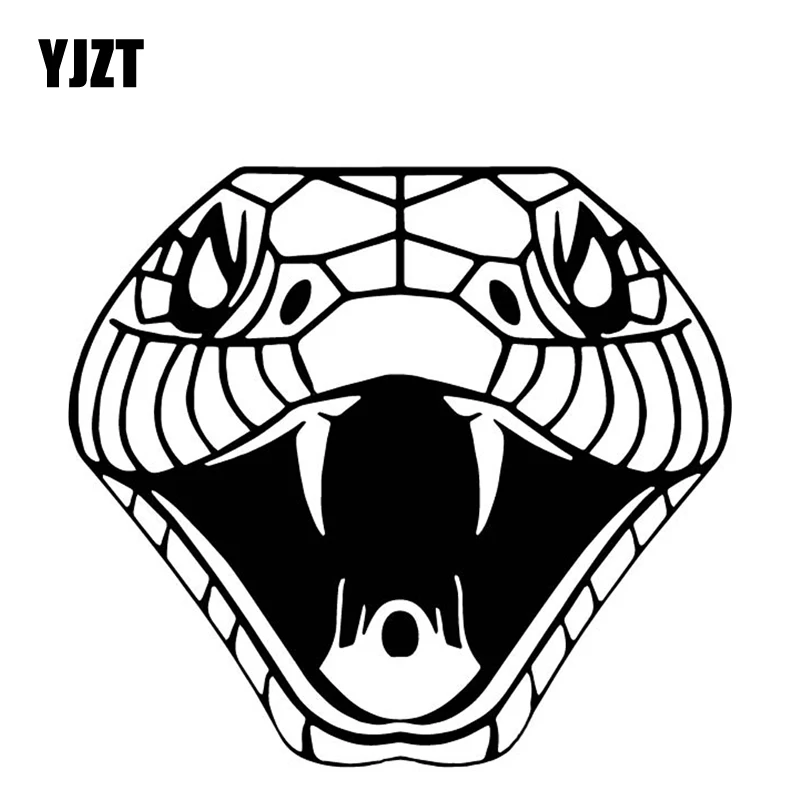 

YJZT 15.3CM*13.9CM Snake Head Car Trunk Decor Car Sticker Vinyl Decal Accessories Black/Silver C4-1562