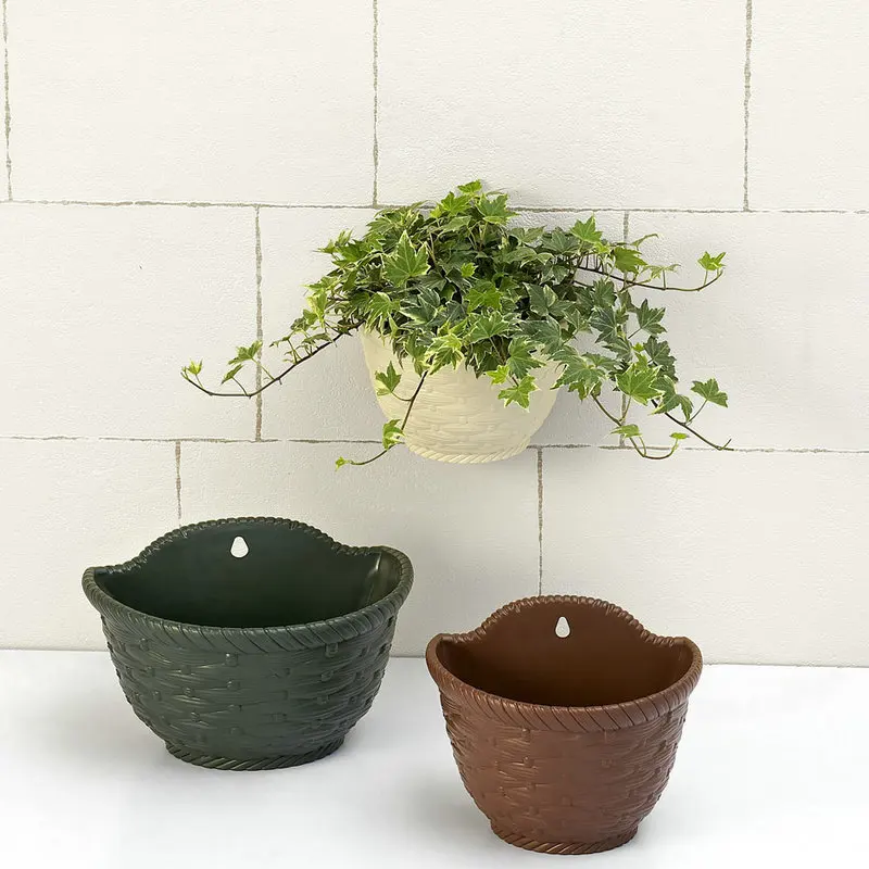 Имитация плетеное подвесное из ротанга держатель корзины половина круглый