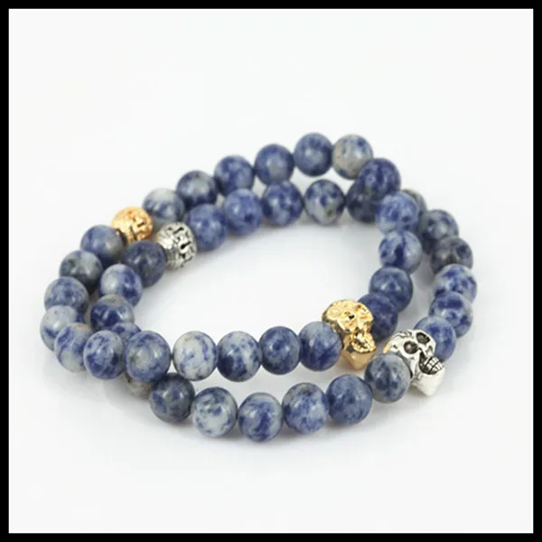 Модный мужской стрейчевый браслет с головой черепа золотого/серебряного цвета