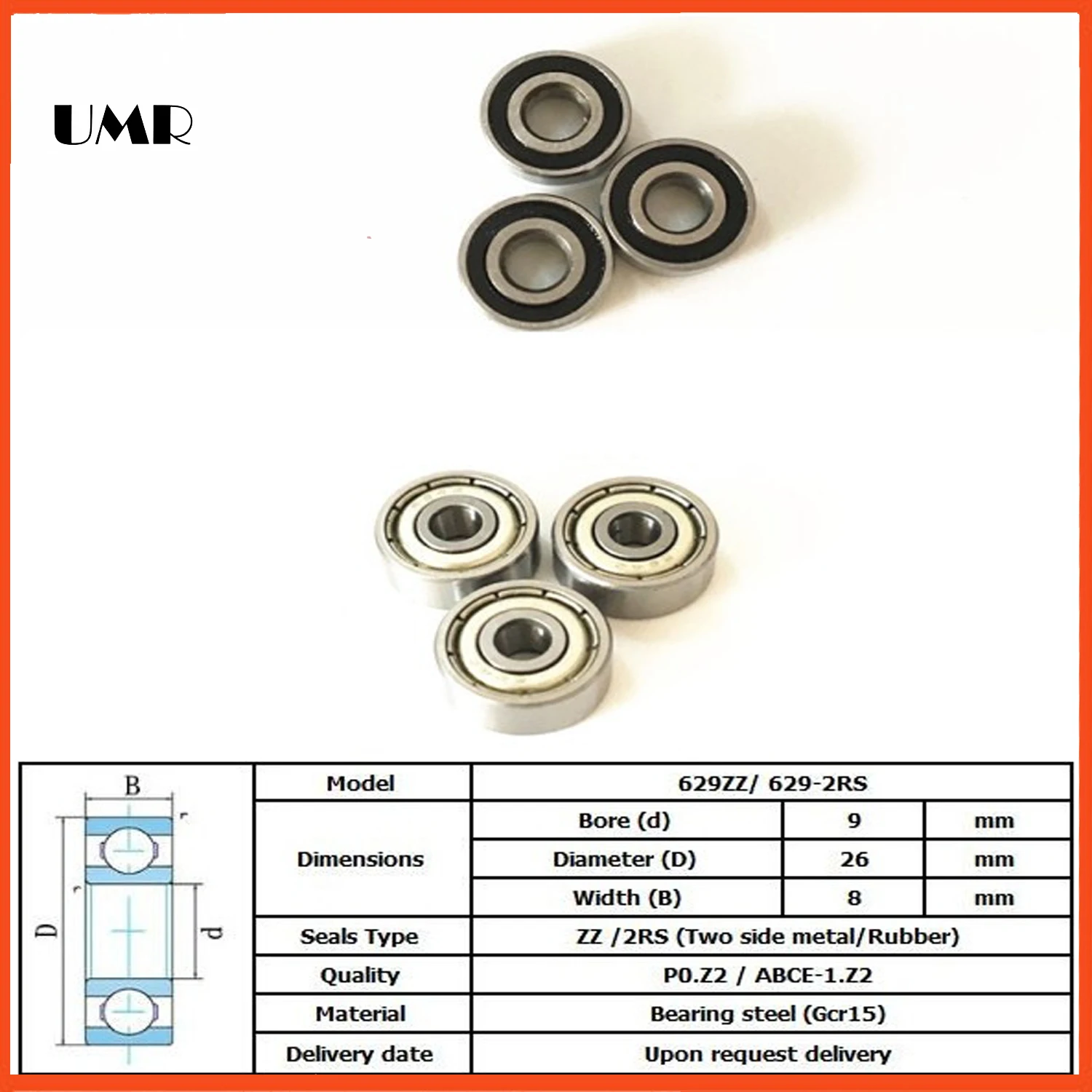 629ZZ подшипник ABEC 5 9x26x8 мм миниатюрный 629Z мяч Подшипники 629 ZZ emq Z3V3 2RS 9*26*8 UMR