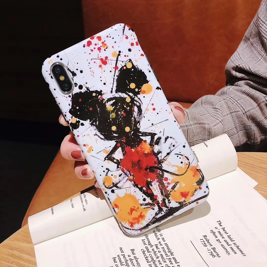 Классический чехол для телефона с рисунком Микки и Минни iPhone 7 8 6 S Plus X Xs Max Xr Cute doodle