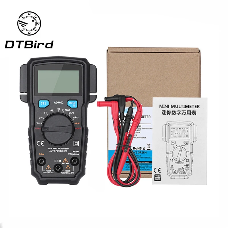 ADM62/66 Автоматический диапазон True RMS цифровой мультиметр DC/AC Амперметр