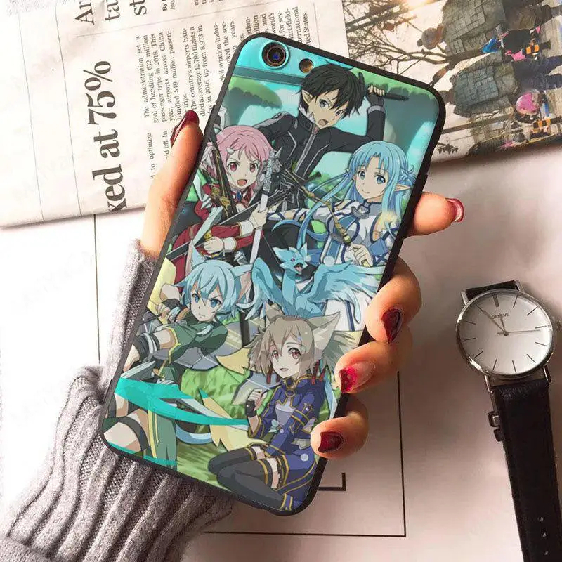 Меч искусство онлайн DIY окрашенный красивый телефон для iphone 8 8plus 7 7plus 6 6plus 5 5s SE X XS XR
