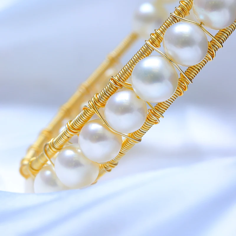 BaroqueOnly wire wrap очаровательный браслет браслеты настоящий натуральный пресноводный жемчуг для женщин Свадебные модные украшения HJ