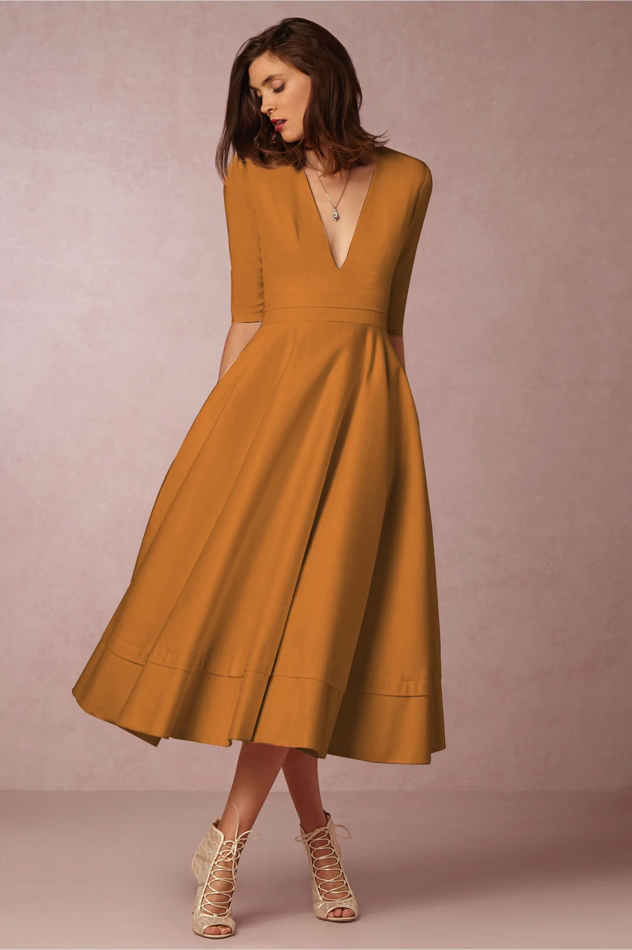 U-SWEAR, осеннее платье, белое, элегантное, размера плюс, v-образный вырез, длинное платье, половина рукава, для офиса, леди, вечерние платья, церемония, платье для женщин, Ete