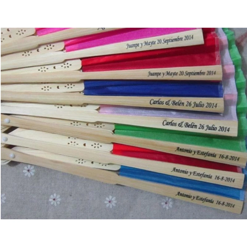 100 шт. тканевый Шелковый ручной вентилятор с персонализированным печатным