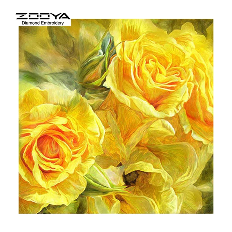 Полная Алмазная вышивка алмазная крестиком желтая роза сделай сам круглая