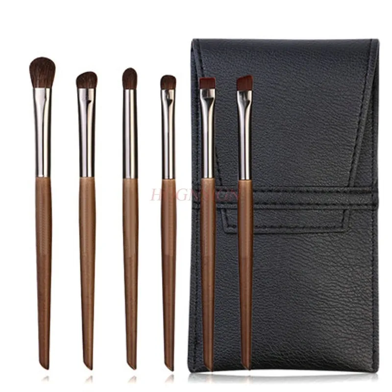 6 Horse Hair Eye Shadow Makeup Brush Set Eyebrow Brush Smudge Set Brush With Carrying Case Sale