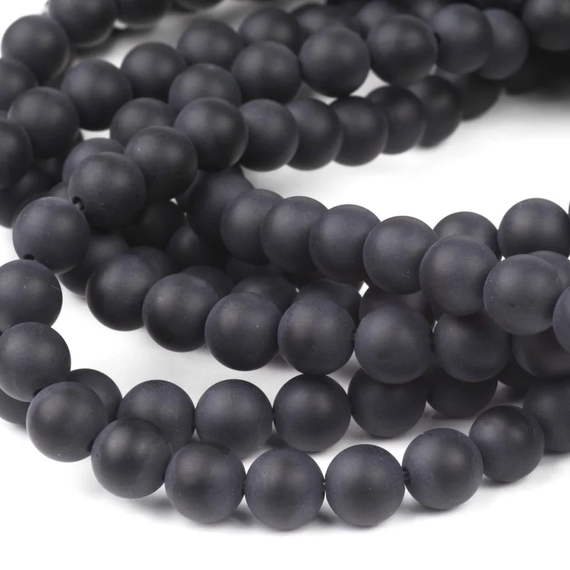 Balck Matte Stone 4, 6, 8, 10, 12 мм бусины из натурального камня матовая Лава тигровый глаз Onxy Круглые бусины для рукоделия ювелирных изделий браслет ожерелье изготовление - Цвет: Balck Matte Stone