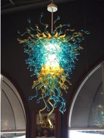 now trending handmade blown glass chandelier blue and amber color art chandelier lighting for home hotel lobby decor