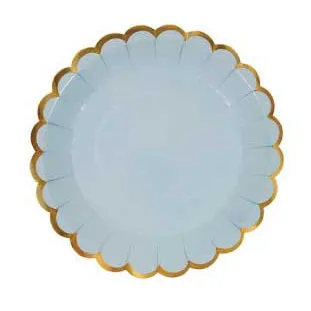 8 Blue 7inch Plate Конфетный цвет с золотыми столовыми приборами, бумажные тарелки, пастельные салфетки для стаканчиков, шары в виде макаруна на день рождения, детский душ, Свадебный декор - Цвет: 8 Blue 7inch Plate
