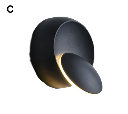 C style black Светодиодный настенный светильник с поворотом на 360 градусов, настенный светильник с круглой вилкой для лестницы, гостиной, спальни, настенный светильник, вращающийся светильник ing - Цвет абажура: C style black