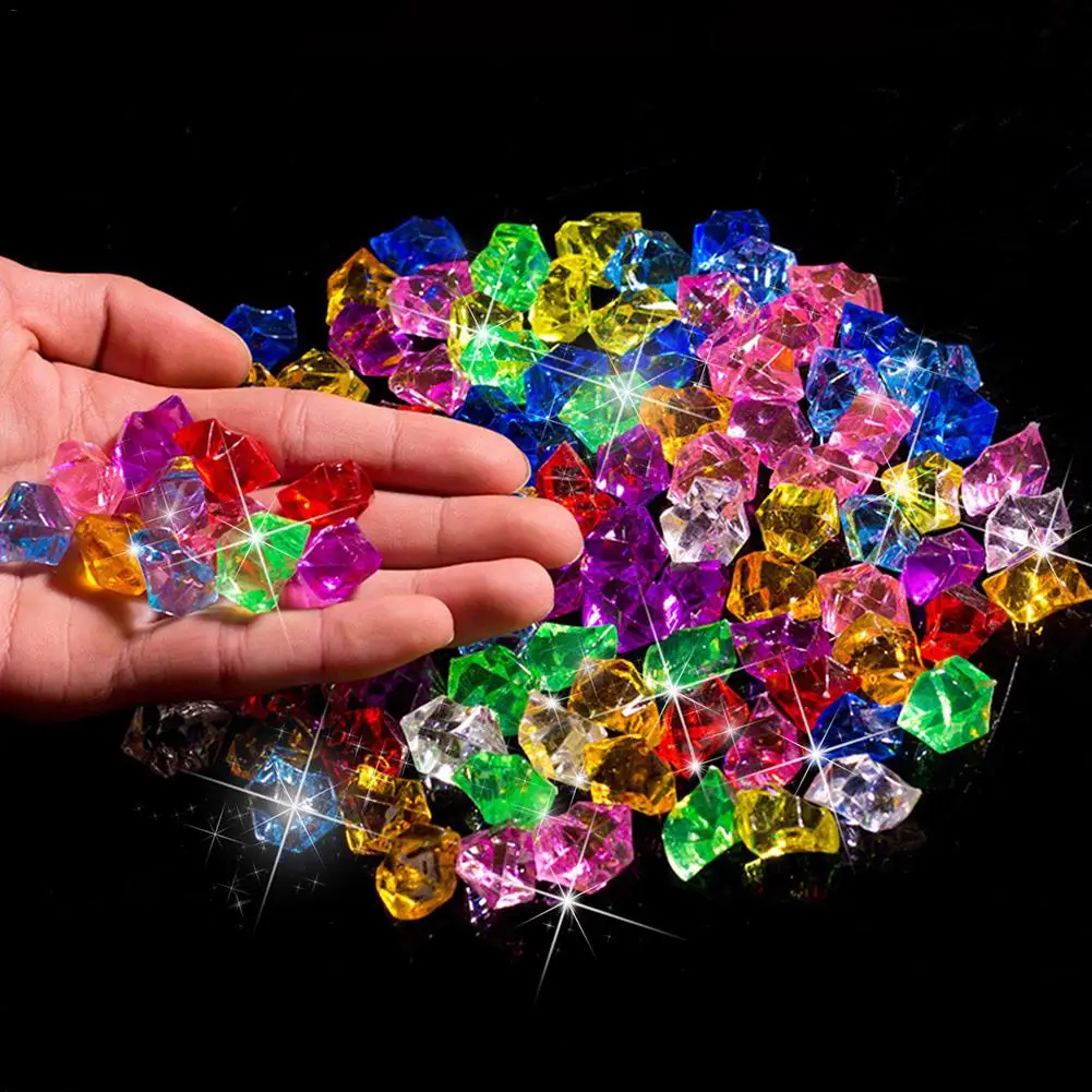 

400PCS/200PCS Plastic Gems Ice Grains Colorful Stones Children Jewels Acrylic Jewels Ice Counter Crystal Diamonds toy