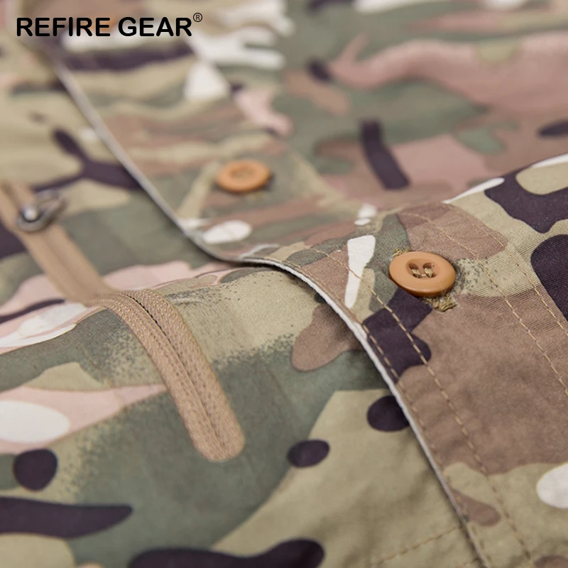 Мужская Уличная камуфляжная рубашка Refire Gear съемная со съемным рукавом дышащая