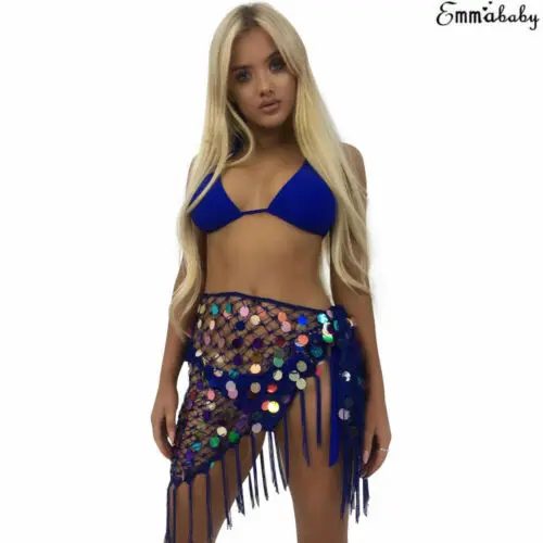 Женская шифоновая юбка для танца живота Пляжная накидка с кисточками | одежда