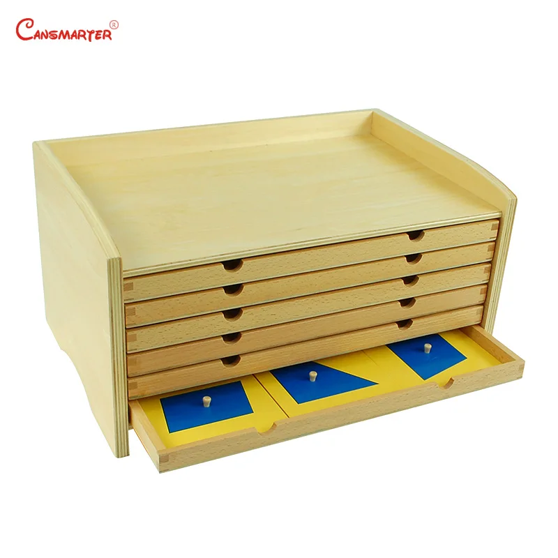 

Montessori Geometric Cabinet Sensory Educational Tray Preschool Beech Wooden Materials International Version Toys for Children