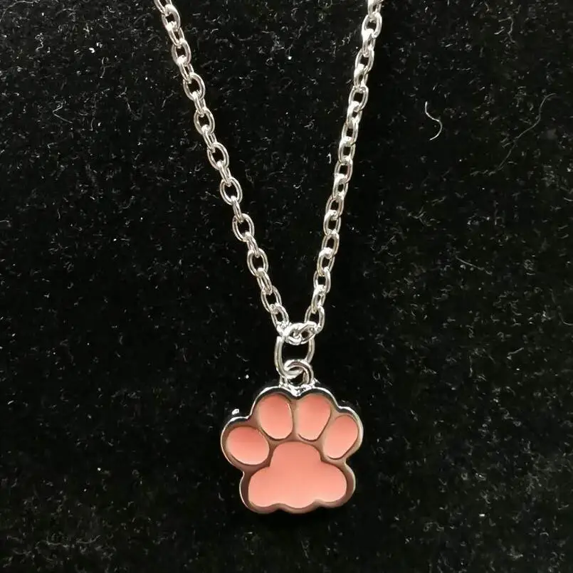 Смешанный дизайн эмаль собака кошка ноги ожерелье в форме лапы для женщин короткая цепочка чокер колье бижутерия Подвеска Ожерелье новейшие