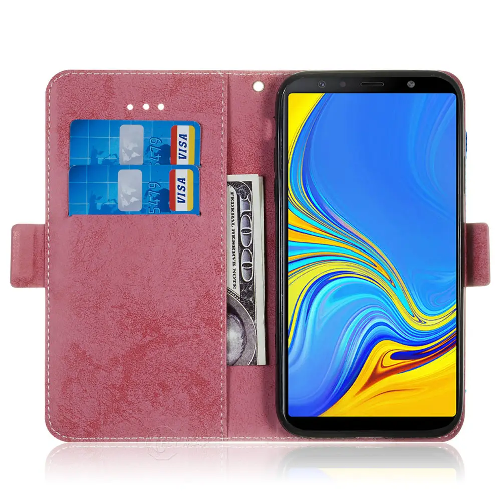 Ретро чехол для Samsung Galaxy A7 2018 откидной кошелек кожаный телефона SM A750 A750F A750F/DS A750FN