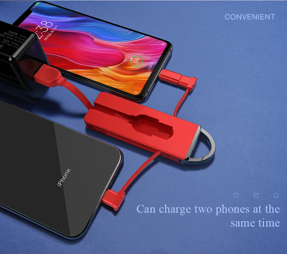 OATSBASF уникальный брелок 3 в 1 с адаптером type C кабель зарядного устройства для iPhone XS X 8 7 Plus зарядный кабель для huawei P10 pro