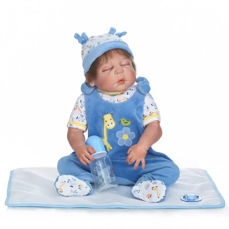 Детские Силиконовые куклы Bebe boy reborn 23 дюйма поддельные спящие подарок для детей can