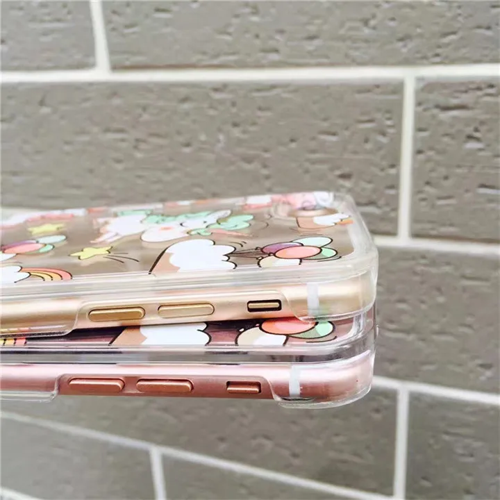 Lovely Cartoon Unicorn Clouds liquid Quicksand Case For iPhone 7 6 6S Plus Hard Animal Phone Cover Back Capa |